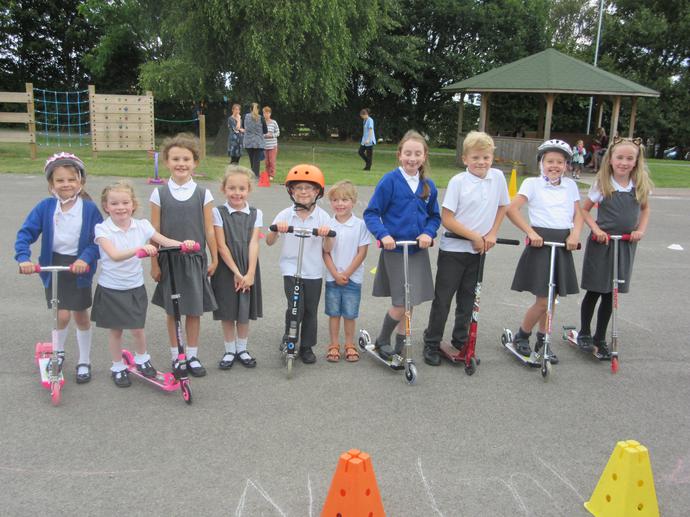 Pupils enjoyed using the scooter route which was set up by the school coucil.